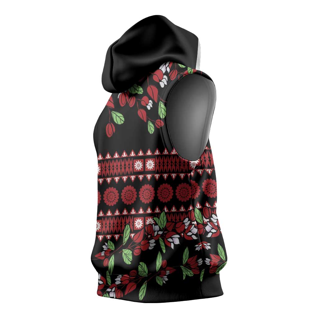 Fiji Masi Bula Tagimoucia Flowers Sleeveless Hoodie - Polynesian Pride
