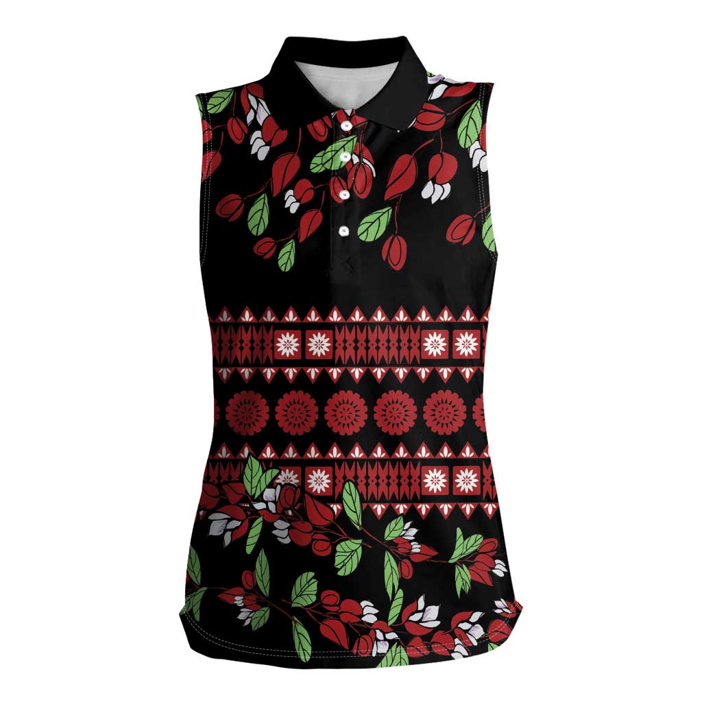 Fiji Masi Bula Tagimoucia Flowers Women Sleeveless Polo Shirt