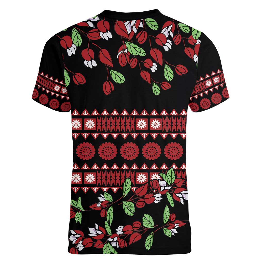 Fiji Masi Bula Tagimoucia Flowers Women V-Neck T-Shirt