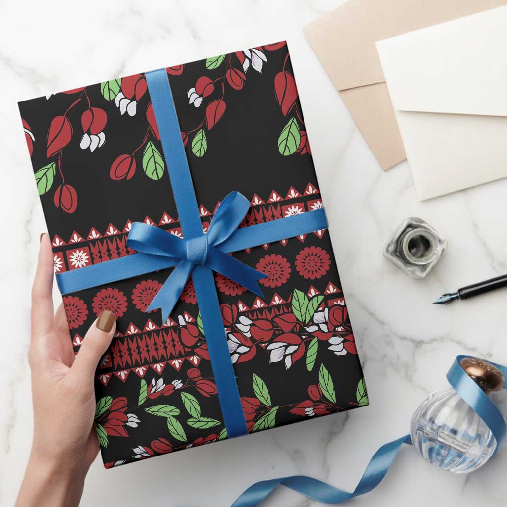 Fiji Masi Bula Tagimoucia Flowers Wrapping Paper LT9 - Polynesian Pride