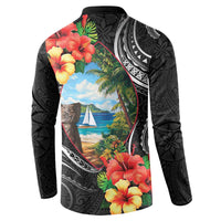 Hafa Adai Guam Button Sweatshirt Guahan Seal Chamorro Stones Tribal