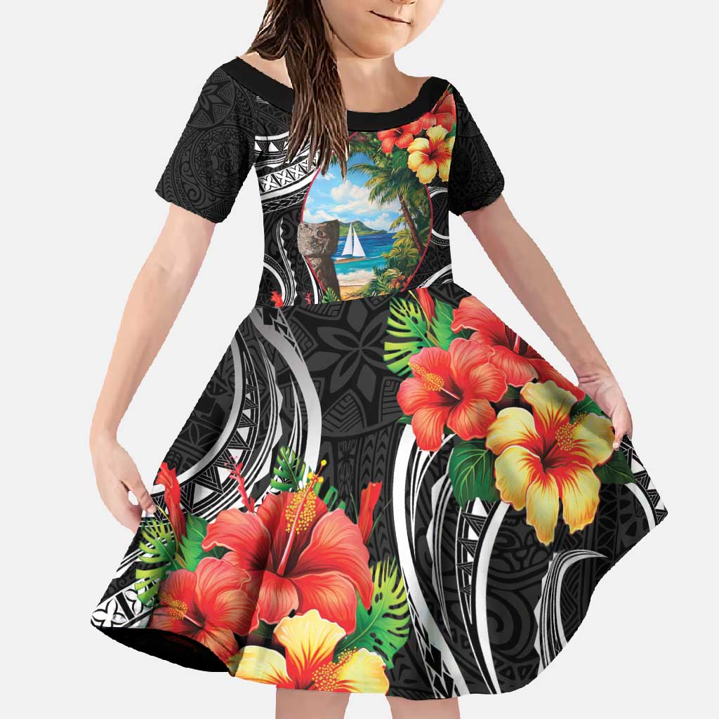 Hafa Adai Guam Family Matching Mermaid Dress and Hawaiian Shirt Guahan Seal Chamorro Stones Tribal