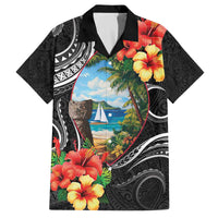 Hafa Adai Guam Family Matching Off The Shoulder Long Sleeve Dress and Hawaiian Shirt Guahan Seal Chamorro Stones Tribal