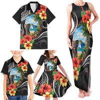 Hafa Adai Guam Family Matching Tank Maxi Dress and Hawaiian Shirt Guahan Seal Chamorro Stones Tribal