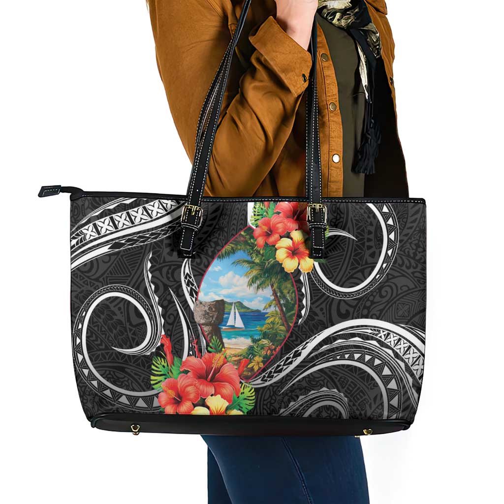Hafa Adai Guam Leather Tote Bag Guahan Seal Chamorro Stones Tribal