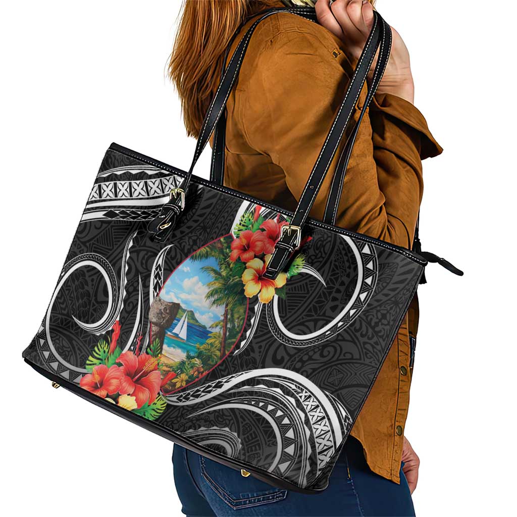 Hafa Adai Guam Leather Tote Bag Guahan Seal Chamorro Stones Tribal