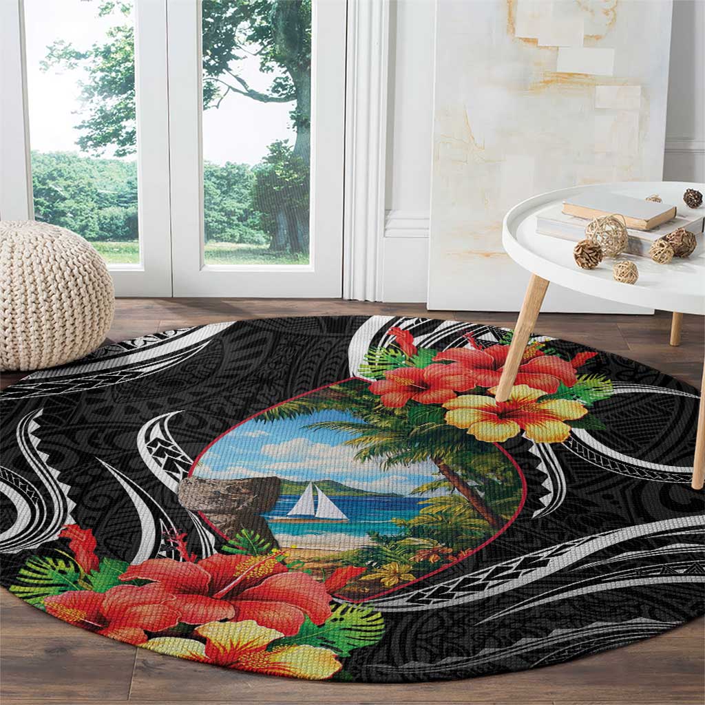 Hafa Adai Guam Round Carpet Guahan Seal Chamorro Stones Tribal