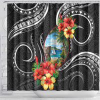 Hafa Adai Guam Shower Curtain Guahan Seal Chamorro Stones Tribal