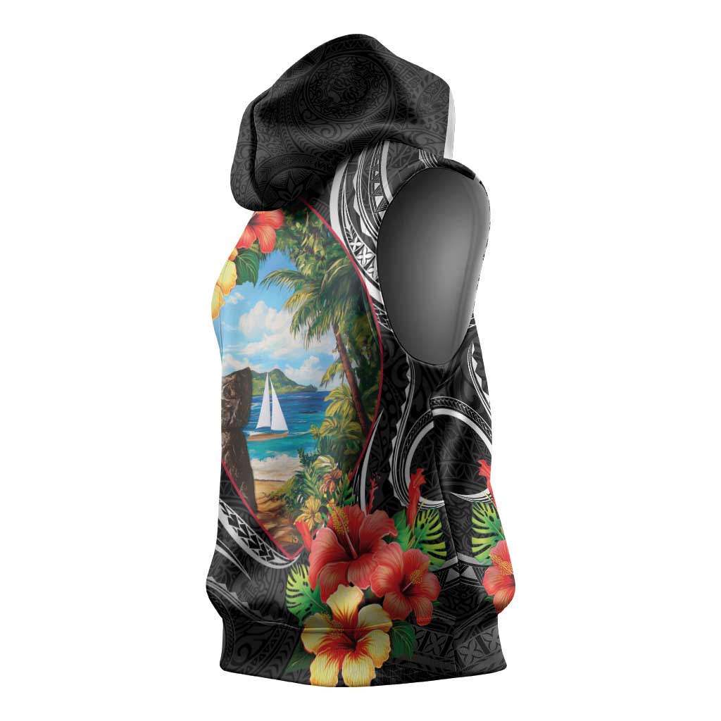 Hafa Adai Guam Sleeveless Hoodie Guahan Seal Chamorro Stones Tribal - Polynesian Pride