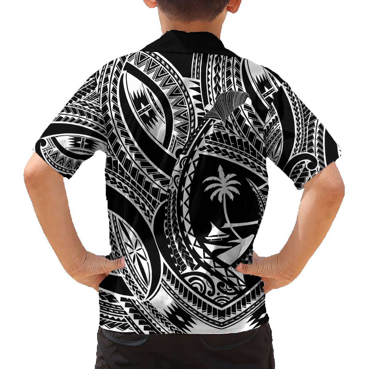Hafa Adai Guam Inspired Tattoo Family Matching Off The Shoulder Long Sleeve Dress and Hawaiian Shirt