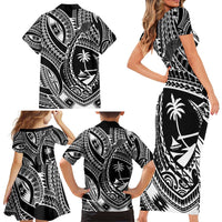 Hafa Adai Guam Inspired Tattoo Family Matching Short Sleeve Bodycon Dress and Hawaiian Shirt