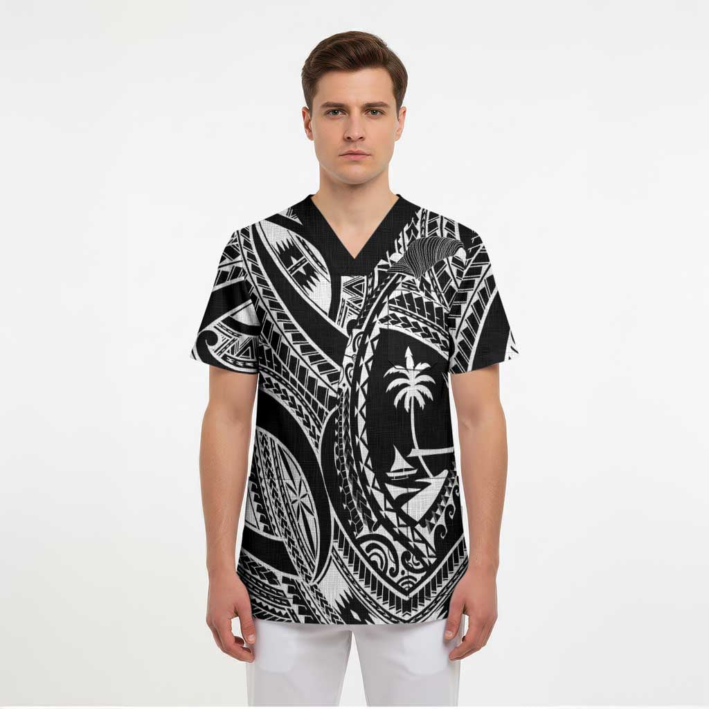 Hafa Adai Guam Inspired Tattoo Scrub Top - Polynesian Pride