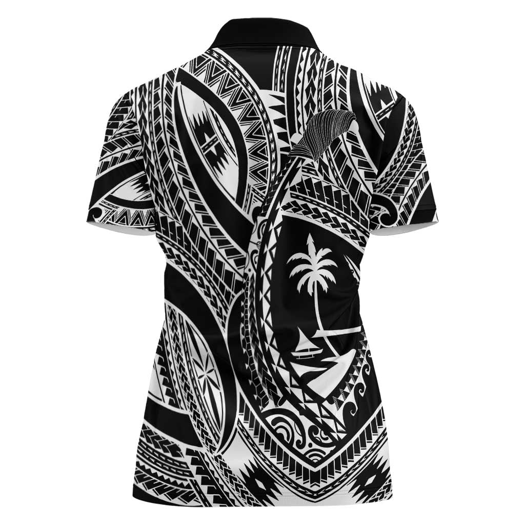 Hafa Adai Guam Inspired Tattoo Women Polo Shirt LT9 - Polynesian Pride