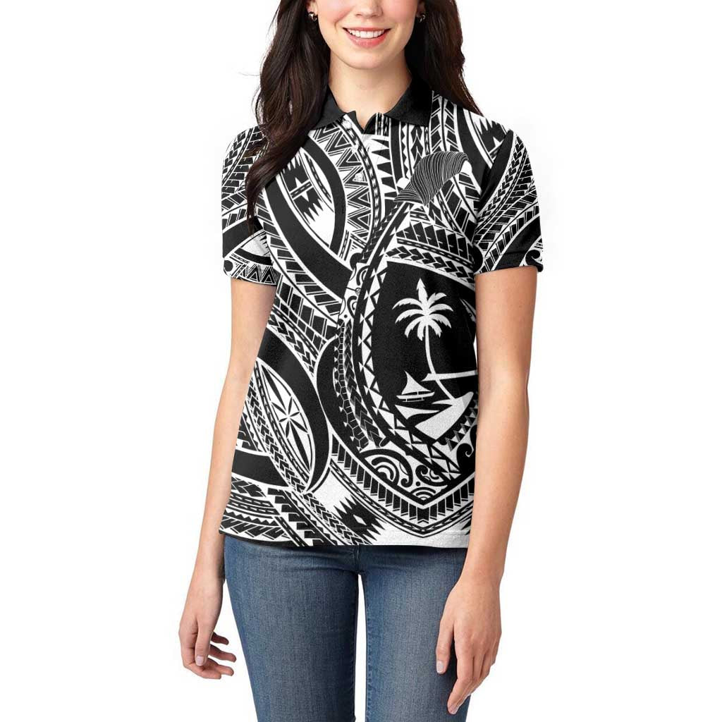 Hafa Adai Guam Inspired Tattoo Women Polo Shirt LT9 - Polynesian Pride