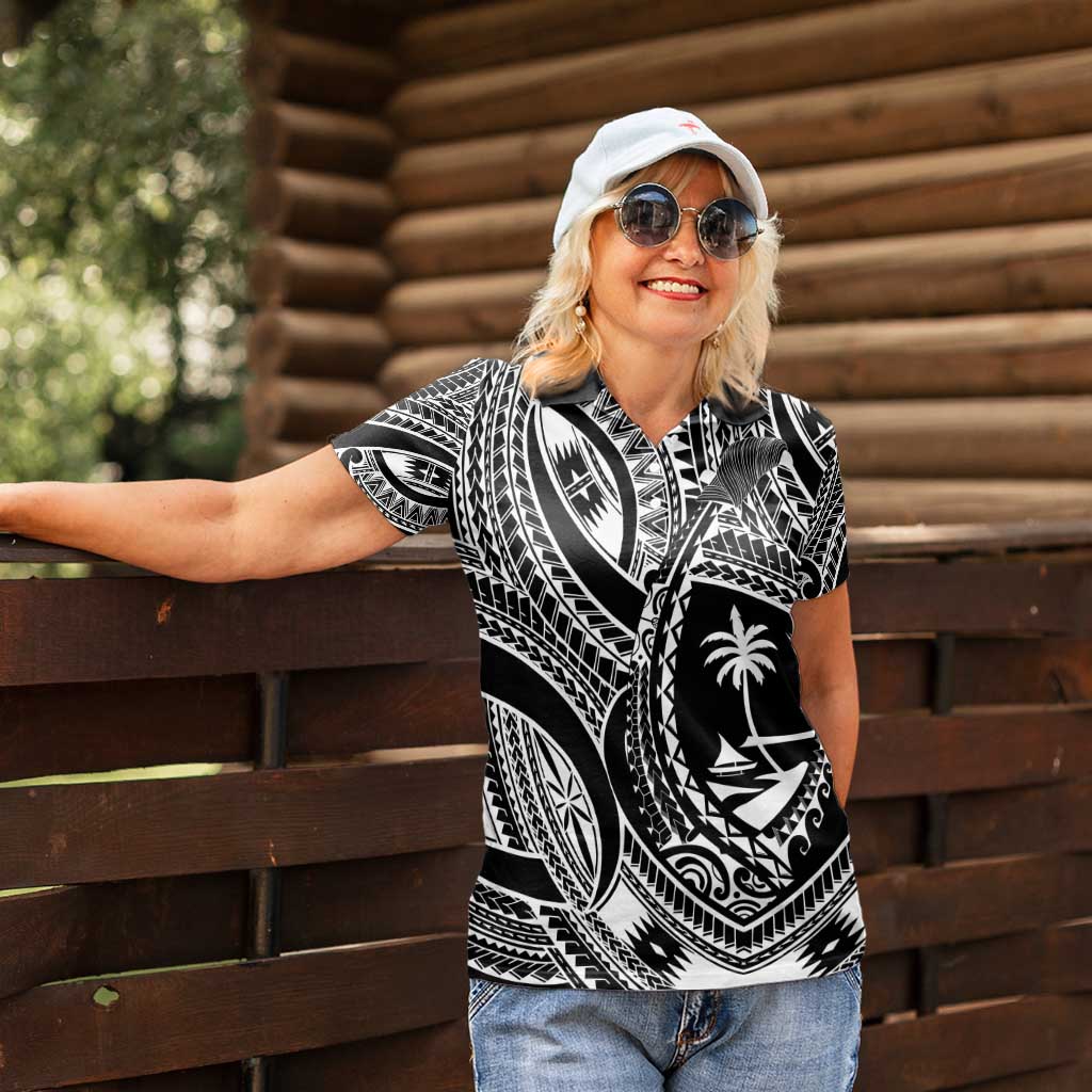 Hafa Adai Guam Inspired Tattoo Women Polo Shirt LT9 - Polynesian Pride