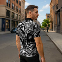 Hafa Adai Guam Inspired Tattoo Zipper Polo Shirt - Polynesian Pride