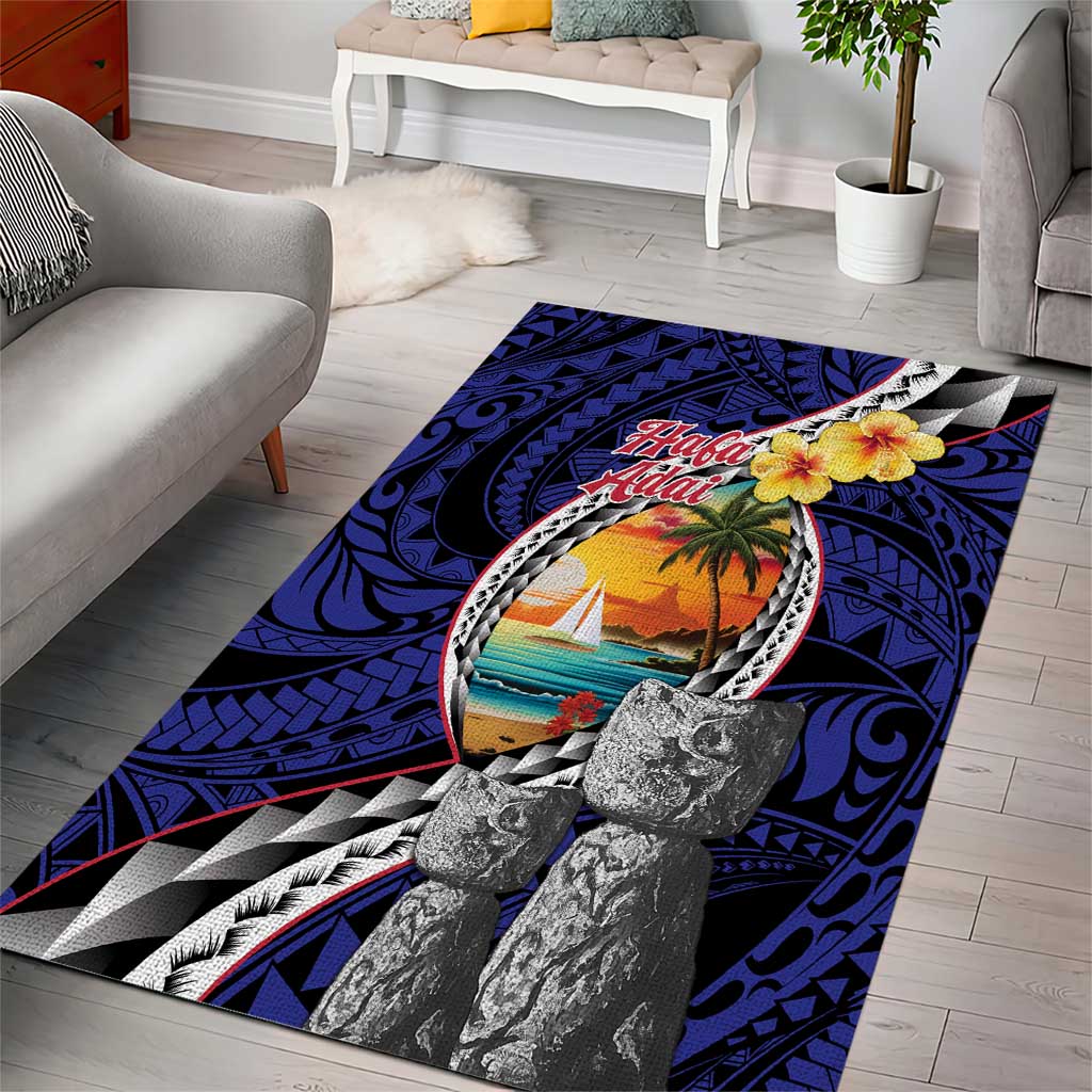 Hafa Adai Guam Seal Latte Stones Artwork Area Rug