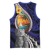Hafa Adai Guam Seal Latte Stones Artwork Basketball Jersey - Polynesian Pride