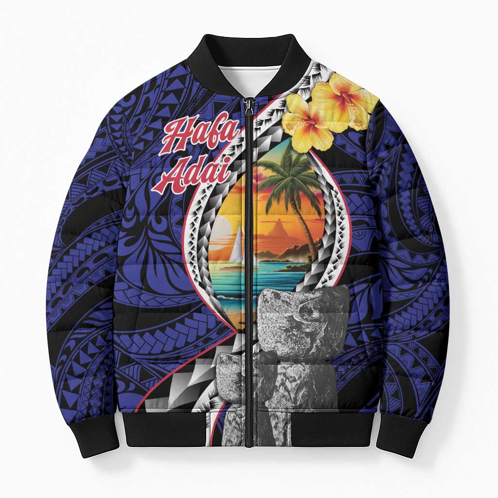 Hafa Adai Guam Seal Latte Stones Artwork Bomber Puffer Jacket - Polynesian Pride