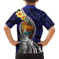 Hafa Adai Guam Seal Latte Stones Artwork Family Matching Off The Shoulder Long Sleeve Dress and Hawaiian Shirt