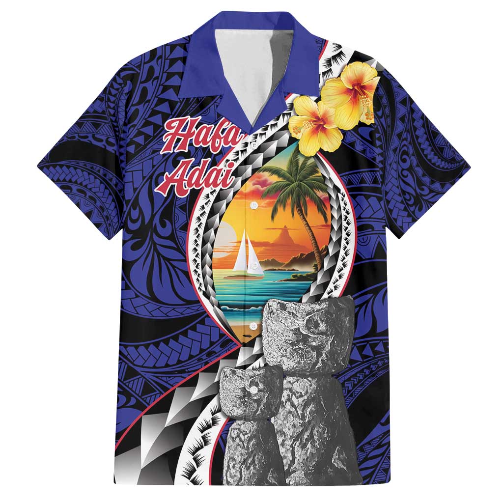Hafa Adai Guam Seal Latte Stones Artwork Family Matching Off Shoulder Maxi Dress and Hawaiian Shirt