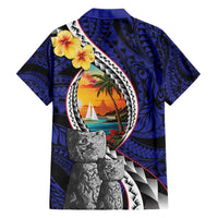Hafa Adai Guam Seal Latte Stones Artwork Family Matching Short Sleeve Bodycon Dress and Hawaiian Shirt