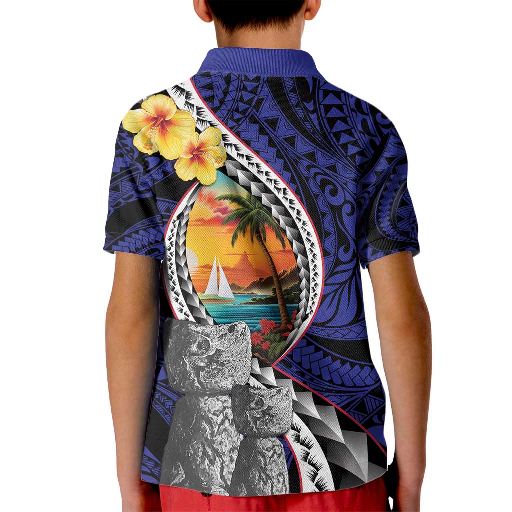 Hafa Adai Guam Seal Latte Stones Artwork Kid Polo Shirt