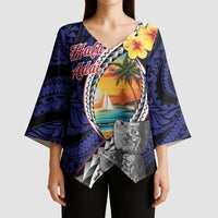 Hafa Adai Guam Seal Latte Stones Artwork Kimono Sleeve Blouse - Polynesian Pride