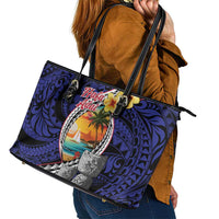 Hafa Adai Guam Seal Latte Stones Artwork Leather Tote Bag