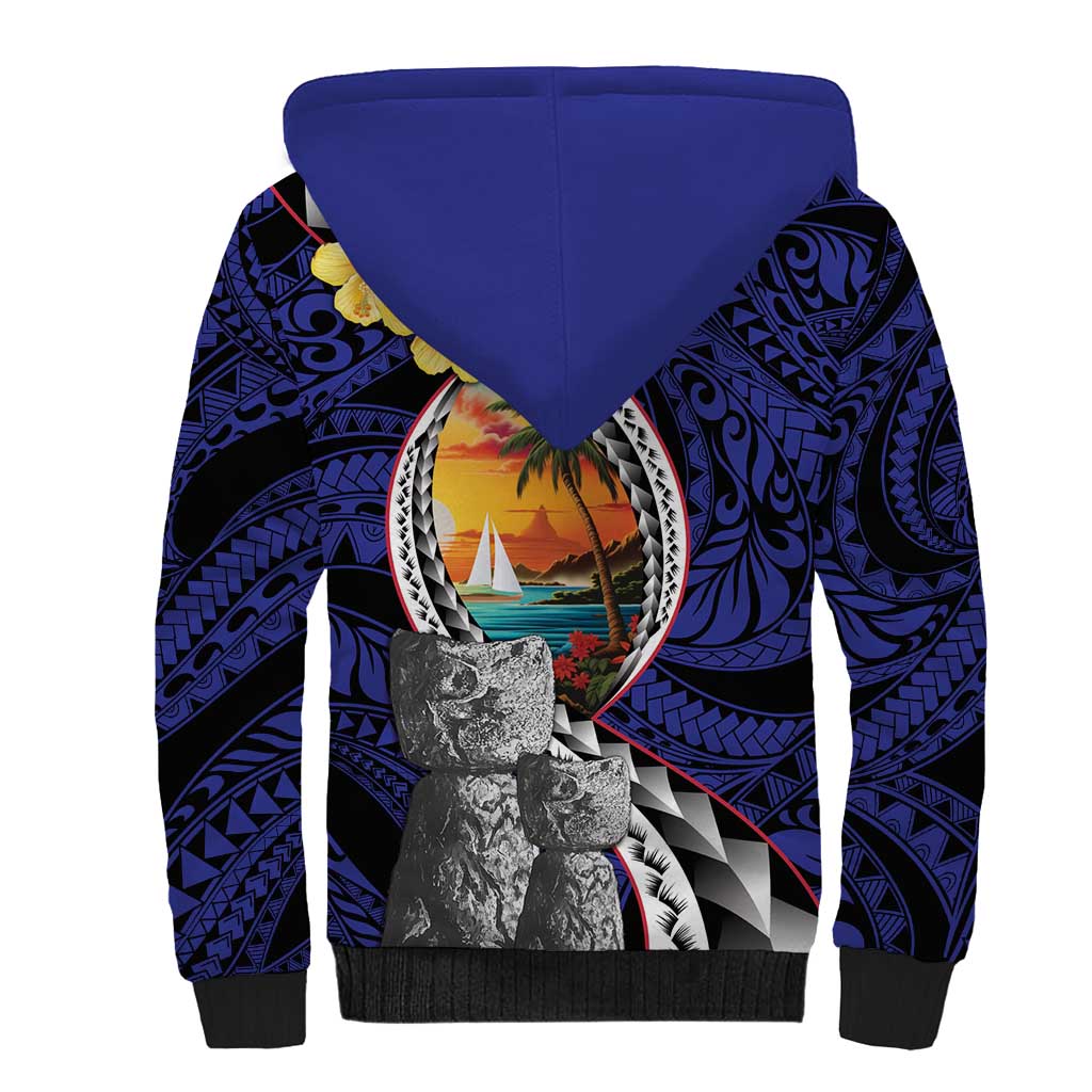 Hafa Adai Guam Seal Latte Stones Artwork Sherpa Hoodie