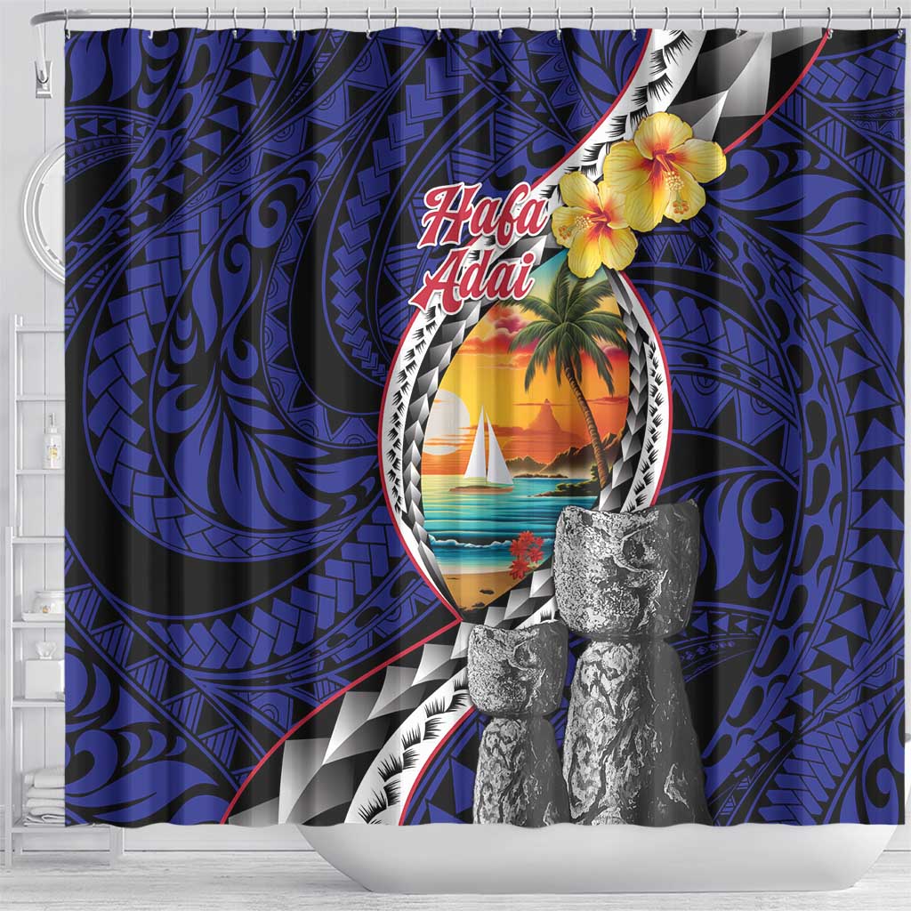 Hafa Adai Guam Seal Latte Stones Artwork Shower Curtain