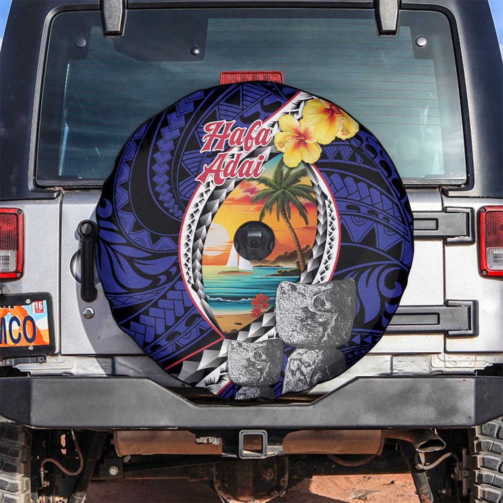 Hafa Adai Guam Seal Latte Stones Artwork Spare Tire Cover