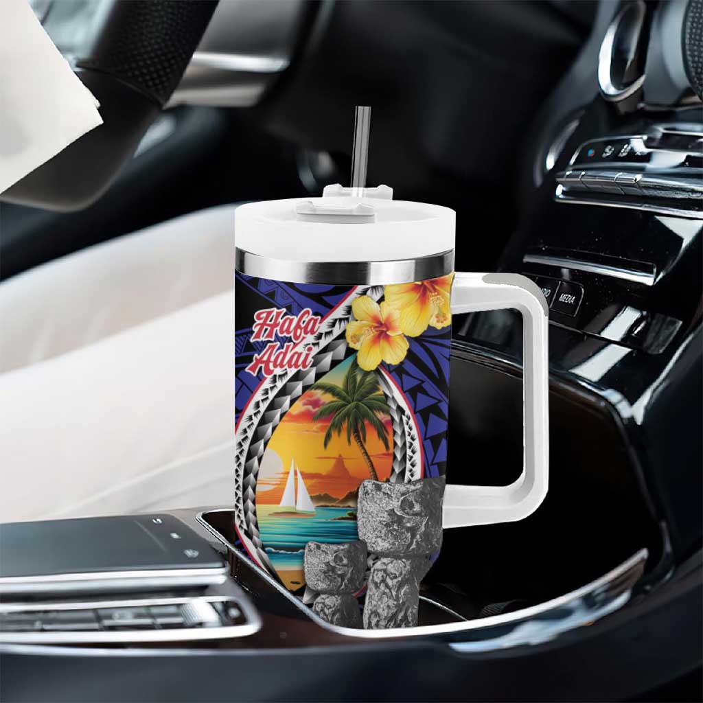Hafa Adai Guam Seal Latte Stones Artwork Tumbler With Handle