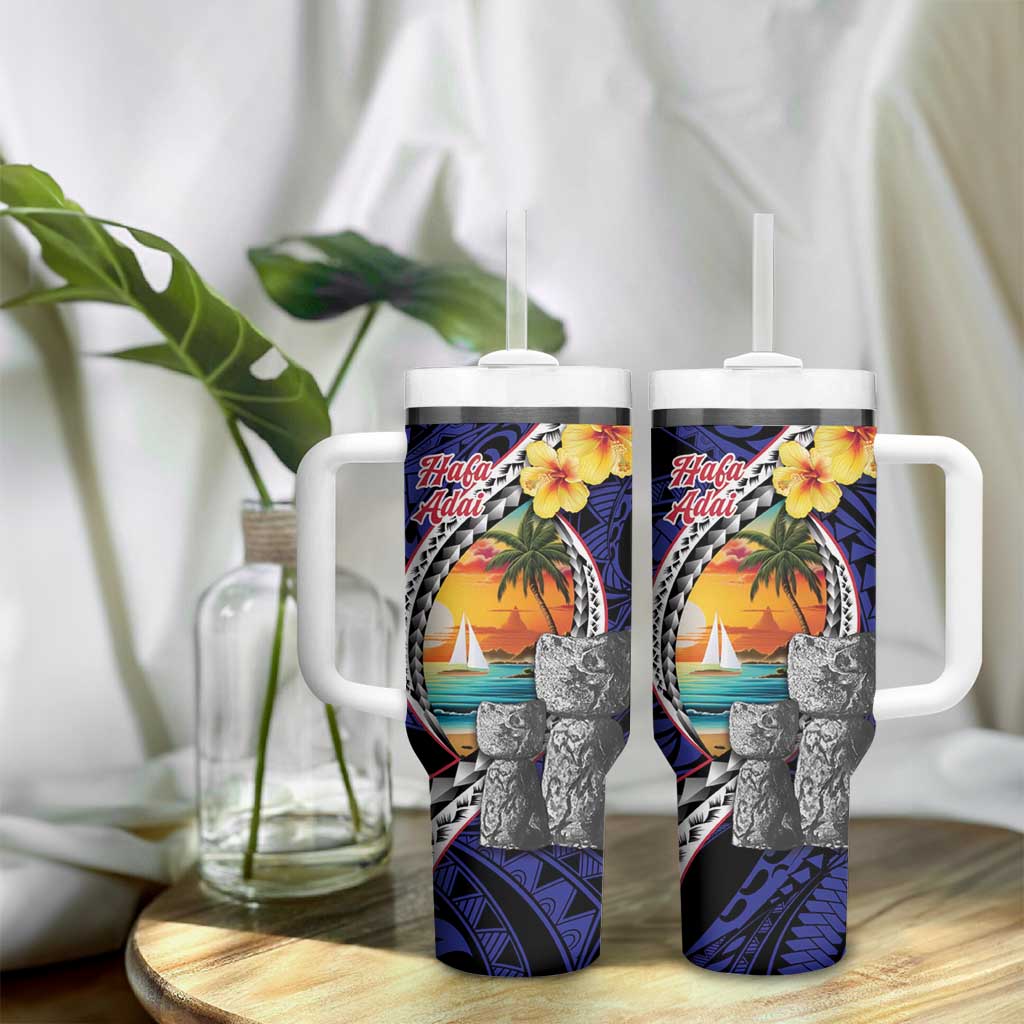 Hafa Adai Guam Seal Latte Stones Artwork Tumbler With Handle