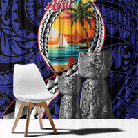 Hafa Adai Guam Seal Latte Stones Artwork Window Curtain