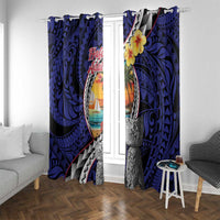 Hafa Adai Guam Seal Latte Stones Artwork Window Curtain