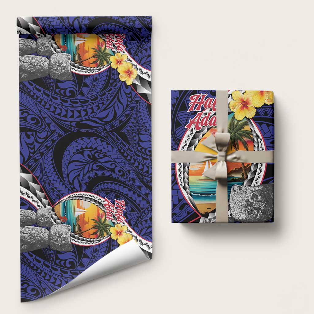 Hafa Adai Guam Seal Latte Stones Artwork Wrapping Paper - Polynesian Pride