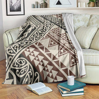 Niho Taniwha Kowhaiwhai Blanket LT9 Beige - Polynesian Pride