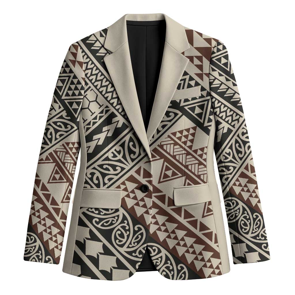 Niho Taniwha Kowhaiwhai Blazer LT9 Unisex Beige - Polynesian Pride