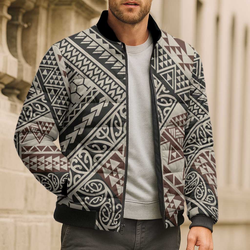 Niho Taniwha Kowhaiwhai Bomber Puffer Jacket LT9 - Polynesian Pride