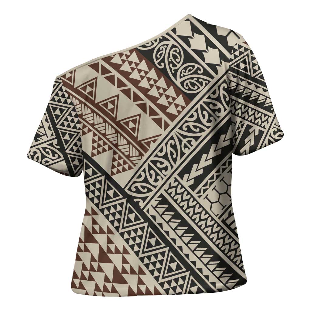 Niho Taniwha Kowhaiwhai Cross Shoulder Shirt LT9 - Polynesian Pride