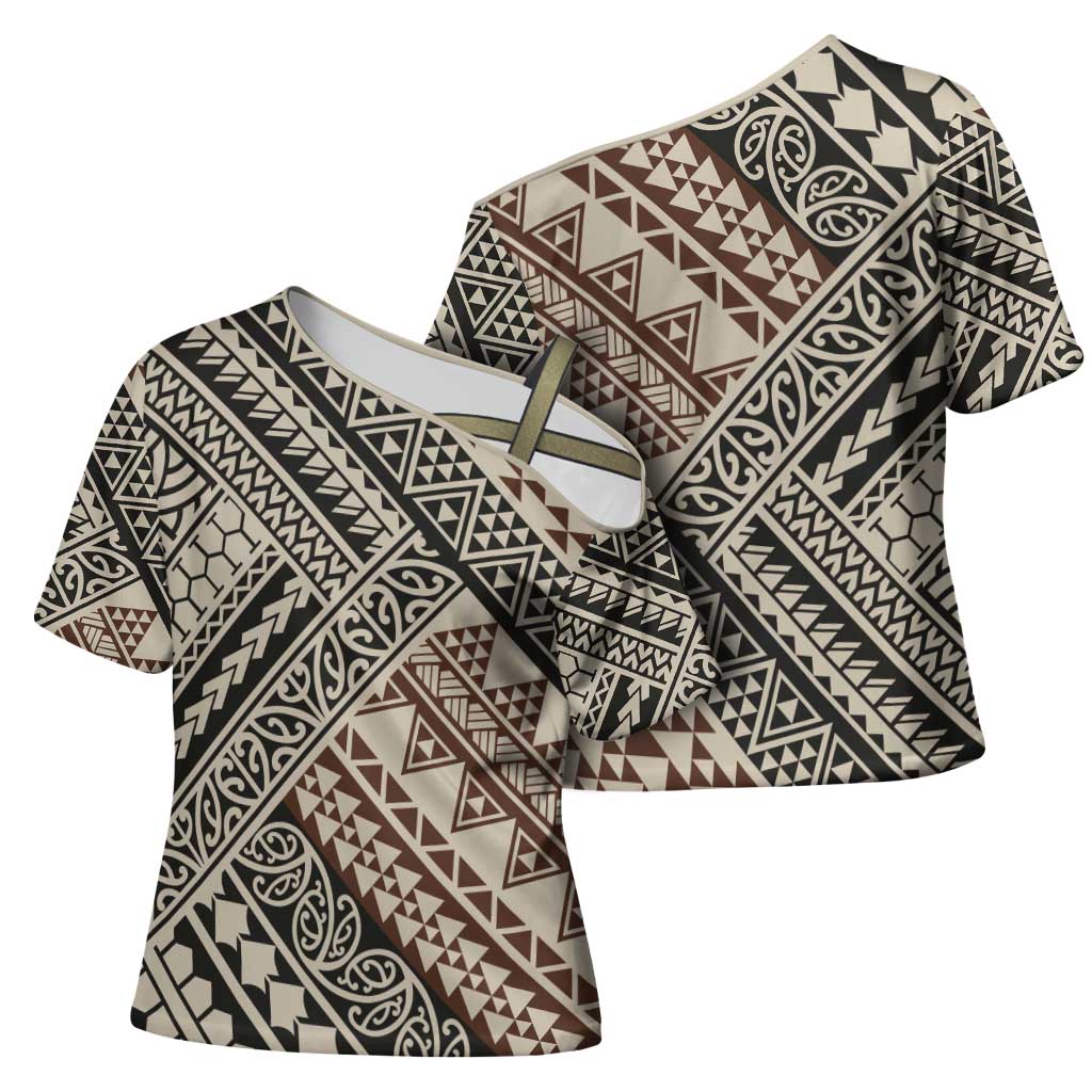 Niho Taniwha Kowhaiwhai Cross Shoulder Shirt LT9 - Polynesian Pride