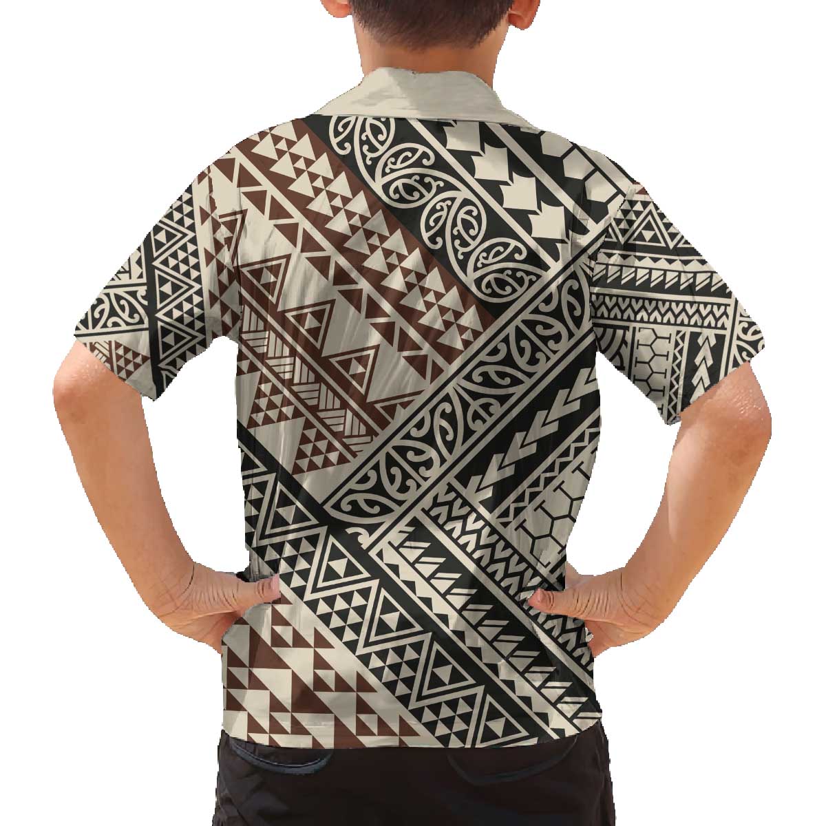 Niho Taniwha Kowhaiwhai Family Matching Off The Shoulder Long Sleeve Dress and Hawaiian Shirt