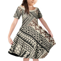 Niho Taniwha Kowhaiwhai Family Matching Off Shoulder Short Dress and Hawaiian Shirt