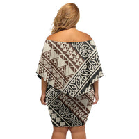 Niho Taniwha Kowhaiwhai Family Matching Off Shoulder Short Dress and Hawaiian Shirt