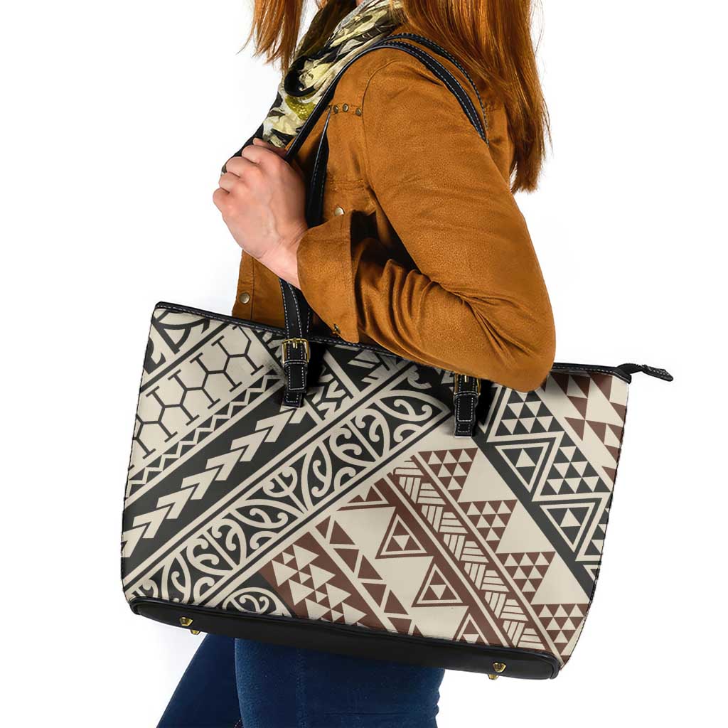 Niho Taniwha Kowhaiwhai Leather Tote Bag