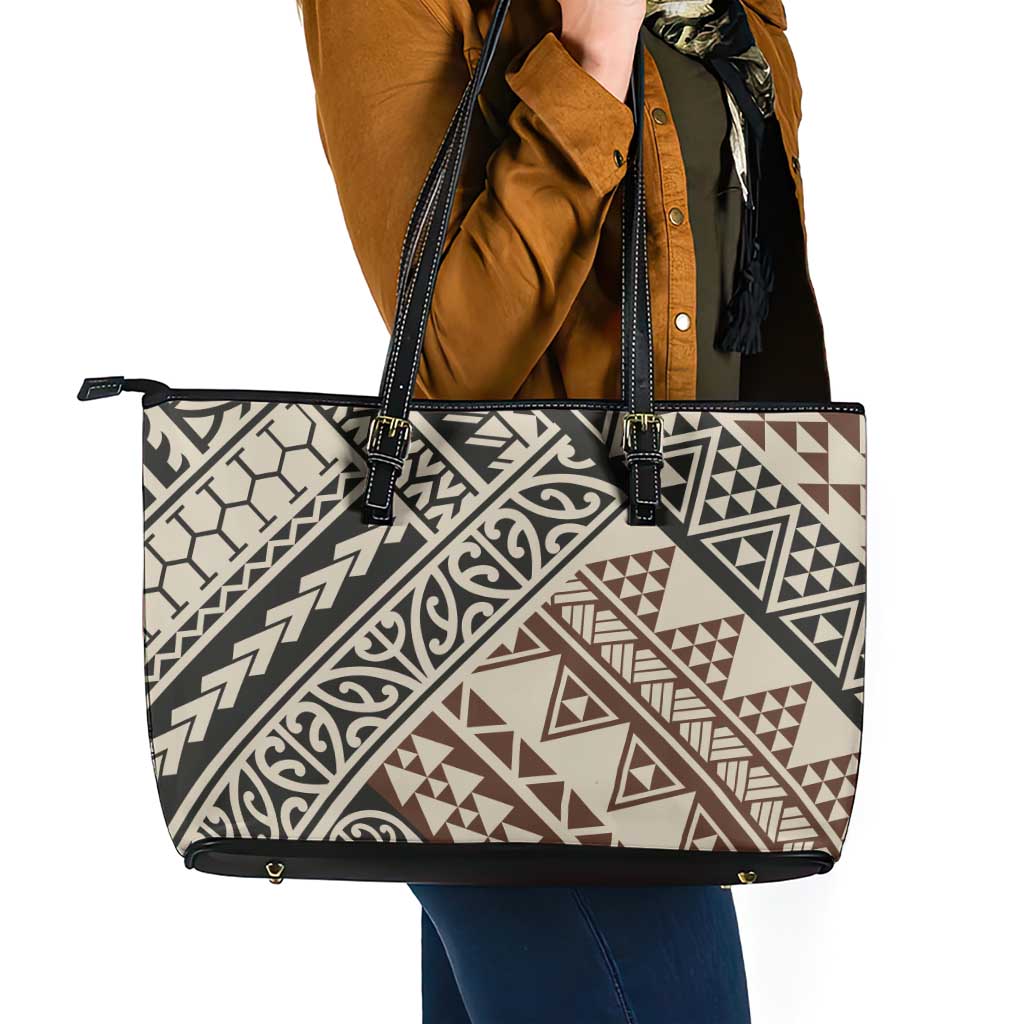 Niho Taniwha Kowhaiwhai Leather Tote Bag