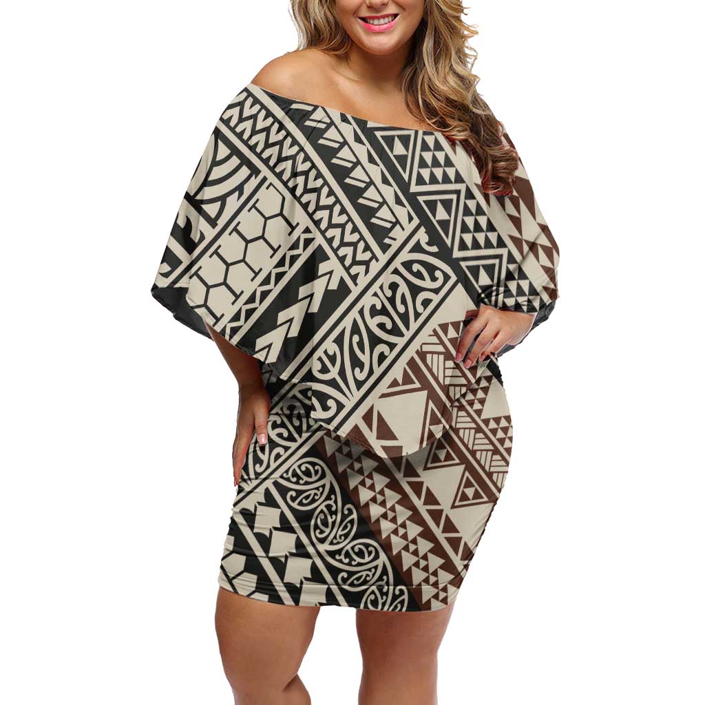 Niho Taniwha Kowhaiwhai Off Shoulder Short Dress