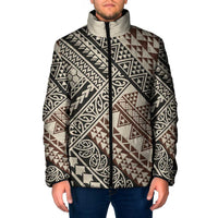 Niho Taniwha Kowhaiwhai Padded Jacket LT9 Men Beige - Polynesian Pride