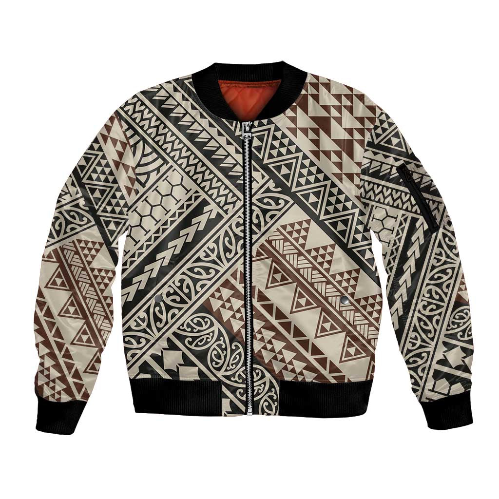 Niho Taniwha Kowhaiwhai Sleeve Zip Bomber Jacket